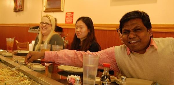 Sunil More and lab members enjoy their lunch